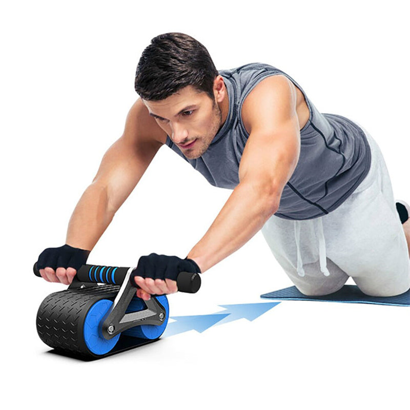 Double Wheel Abdominal Exerciser Women Men Automatic Rebound Ab Wheel Roller Waist Trainer Gym Sports Home Exercise Devices - taylorkinfo