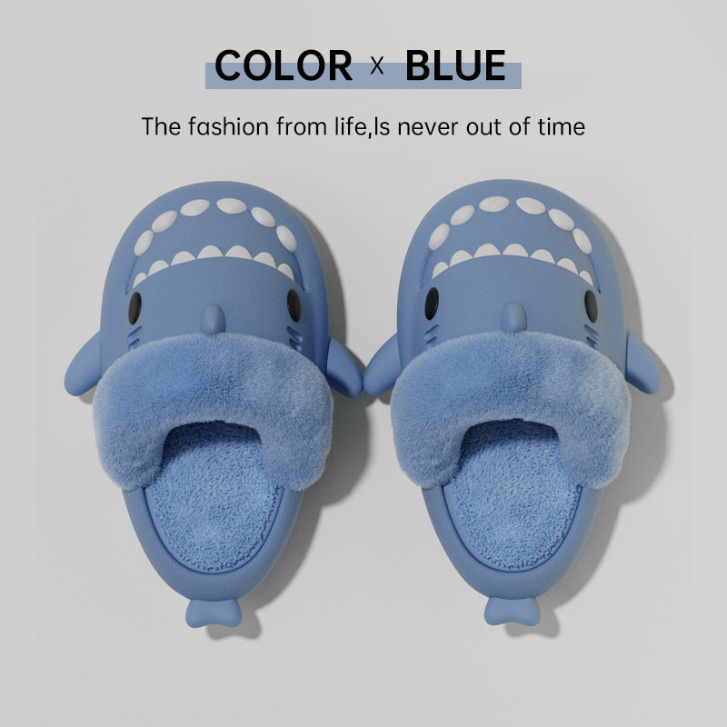 Winter Shark Slippers Detachable Warm Fuzzy Slippers Bedroom House Shoes Women - taylorkinfo