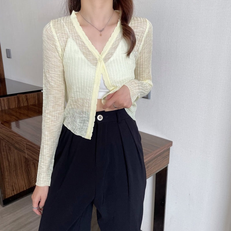 Very Fairy Blouse, Ice Silk Sunscreen Sweater, Summer New Small Cardigan, Thin Section, Long-sleeved Blouse Women