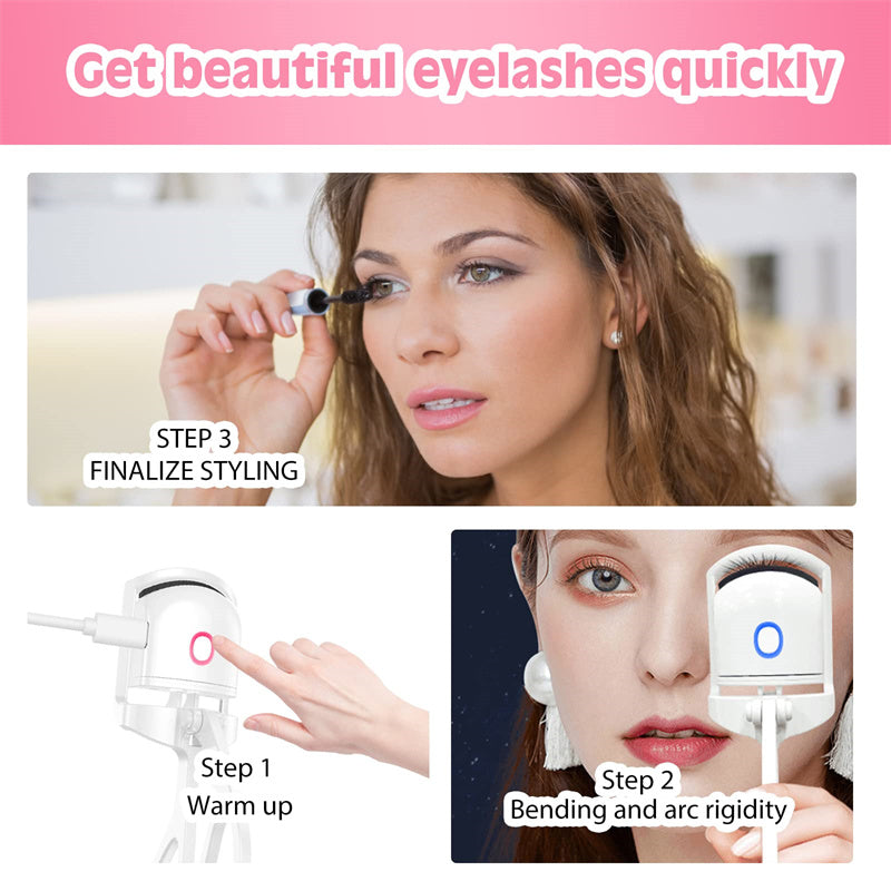 Heated Eyelash Curler Electric Temperature Control Mini Eyelash Curler Electric Portable Charging - taylorkinfo