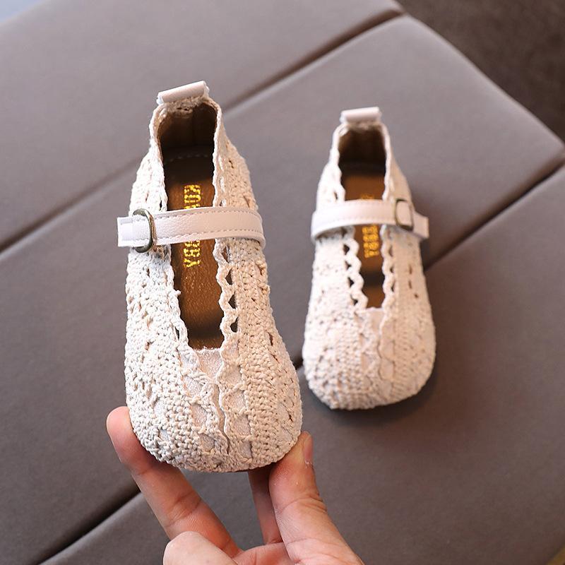 Girls Shoes Soft Sole Princess Shoes Lace Breathable Woven Shoes Flying Woven Sandals Toddler Shoes