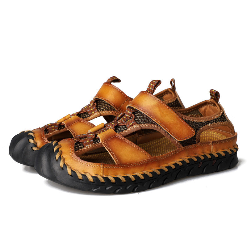 Summer Men's Outdoor Plus Size Leather Sandals - taylorkinfo