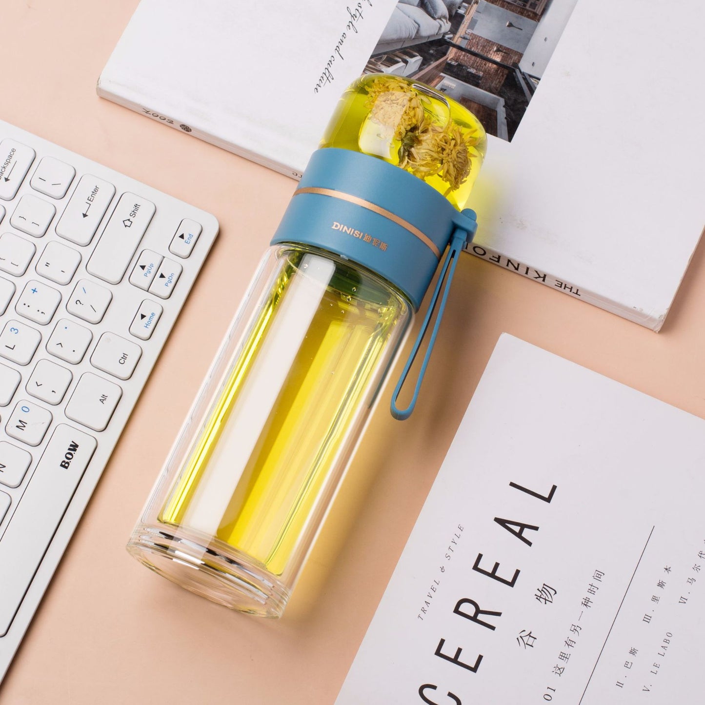 Glass Water Bottle With Tea Infuser Filter Tea Separation Double Wall Glass Bottle Leakproof Water Bottle - taylorkinfo