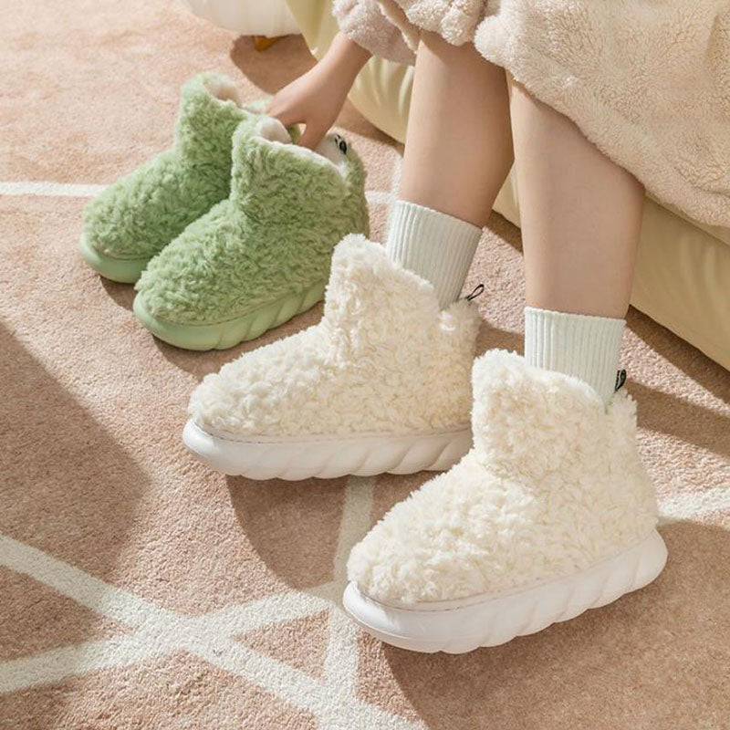 Winter Package Heeled Waterproof Home Indoor And Outdoor Wear Cute High Helper Cotton Slippers