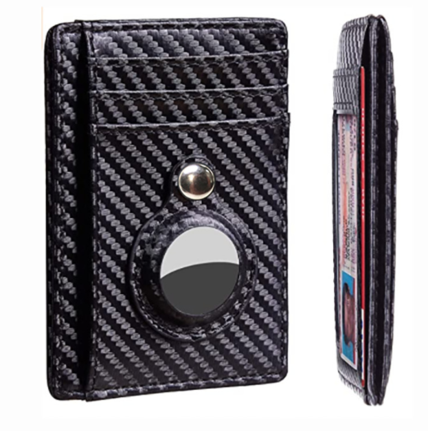 AirTag Wallet Anti Theft Bullet Card Bag Multi-functional Rfid Card Holder Men's Leather Slim Wallets For Airtag Air Tag - taylorkinfo