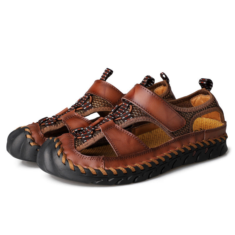 Summer Men's Outdoor Plus Size Leather Sandals - taylorkinfo