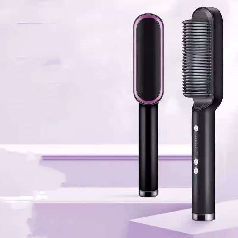 New 2 In 1 Hair Straightener Hot Comb Negative Ion Curling Tong Dual-purpose Electric Hair Brush - taylorkinfo