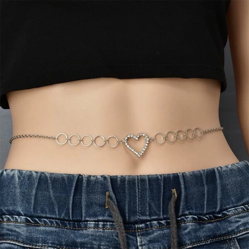 Women's Personality Diamond Heart Waist Chain