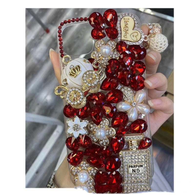 Mobile Phone Shell Diamond Gemstone Protective Cover Pumpkin Car Rhinestones