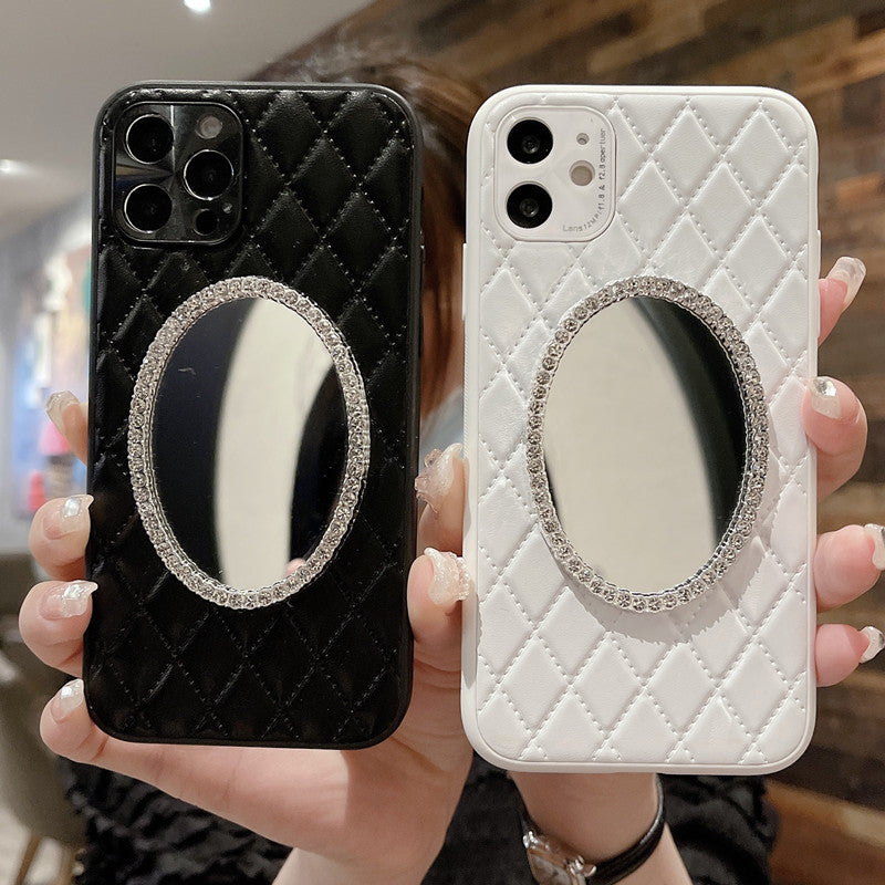 Mobile Phone Case Mirror Diamond Soft Leather