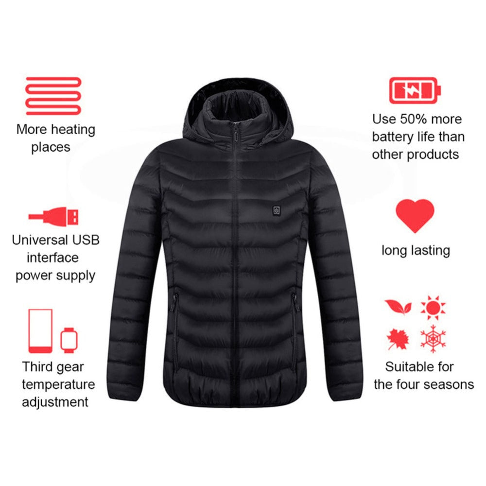 New Heated Jacket Coat USB Electric Jacket Cotton Coat Heater Thermal Clothing Heating Vest Men's Clothes Winter - taylorkinfo