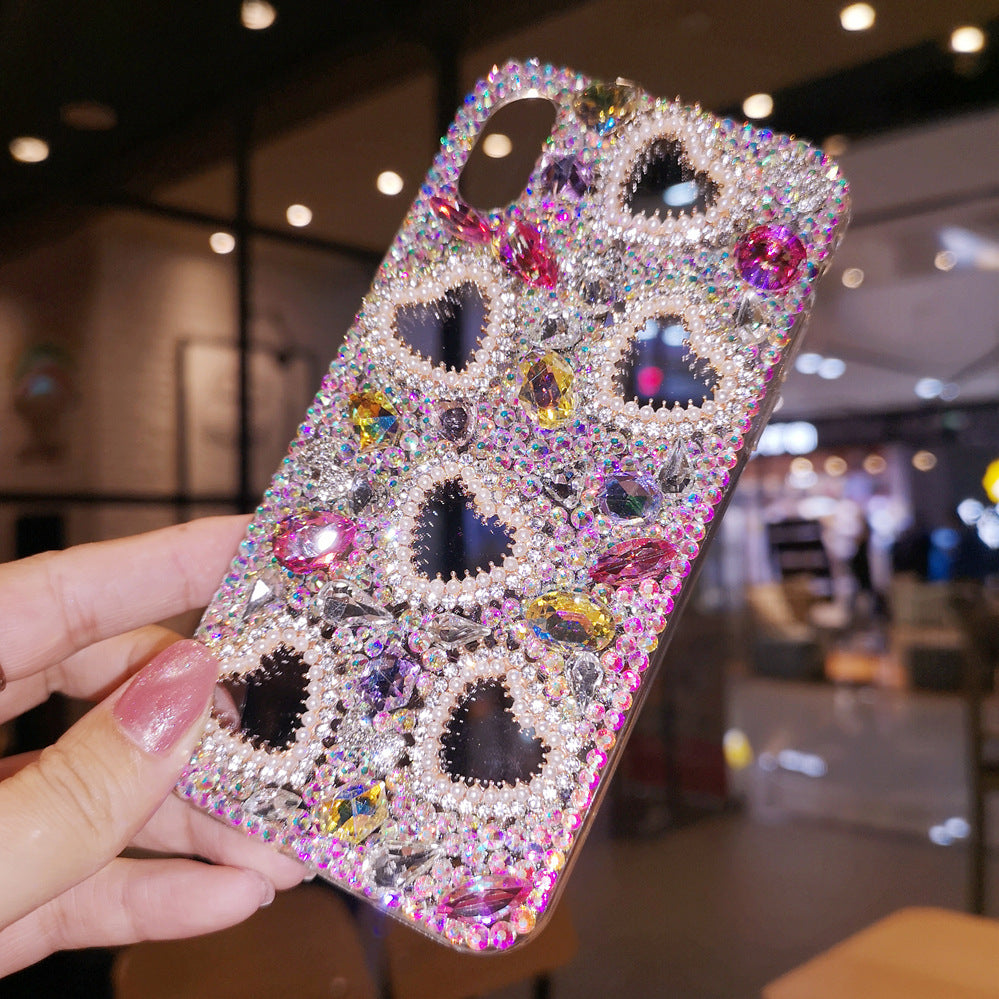 All-Inclusive Transparent Silicone Diamond Heart Phone Case