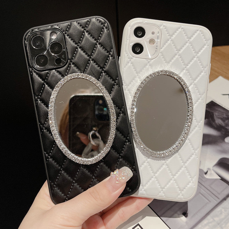 Mobile Phone Case Mirror Diamond Soft Leather