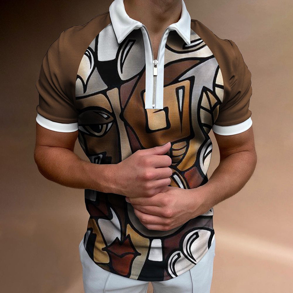 Men's POLO Shirt Printed Short Sleeve T-Shirt Top - taylorkinfo