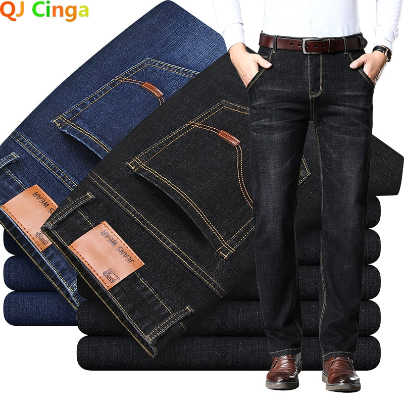 Fashion European American Style Stretch Men Jeans Luxury Men&#39;s Denim Pants Slim Straight Deep Blue Gentleman Size 28-38 Slacks - taylorkinfo