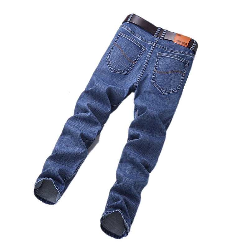 Fashion European American Style Stretch Men Jeans Luxury Men&#39;s Denim Pants Slim Straight Deep Blue Gentleman Size 28-38 Slacks - taylorkinfo