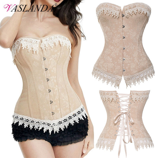 Steampunk Corsets Gothic Clothing Overbust Waist Trainer Bustier T - taylorkinfo