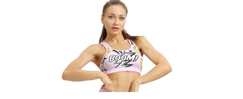 Print Cartoon banana Boom Running Yoga Suits Sportswear High Waist - taylorkinfo