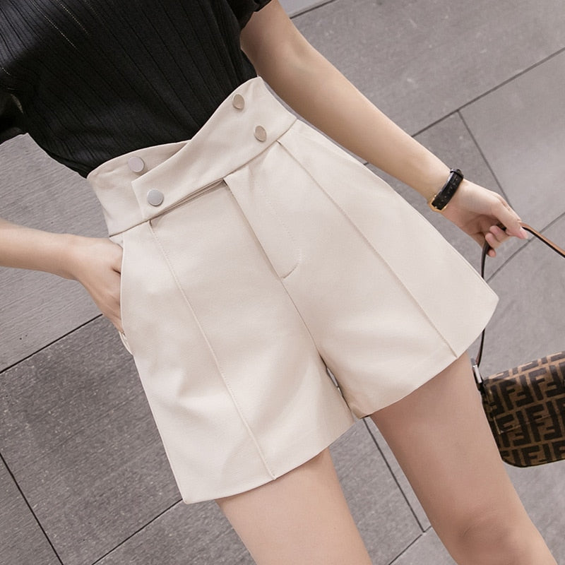 Summer Korean High Waist Shorts Women Wide Leg Loose Ladies Shorts Criss-Cross Double Breasted Harajuku Casual shorts feminino - taylorkinfo