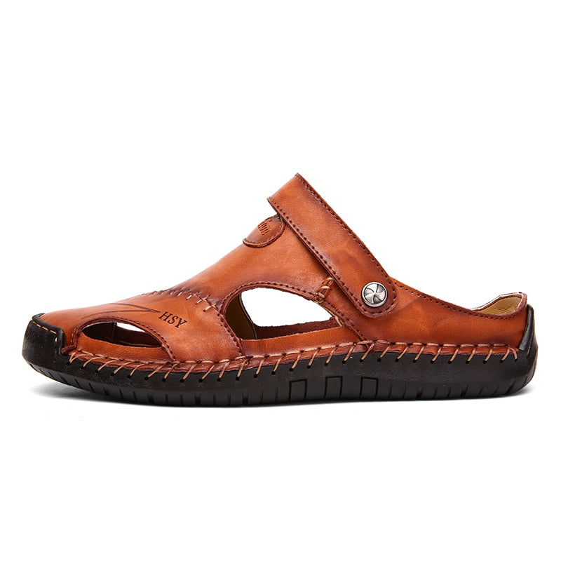 Unisex Sandals Summer Genuine Leather Male Beach Sandals Soft Comfortable - taylorkinfo