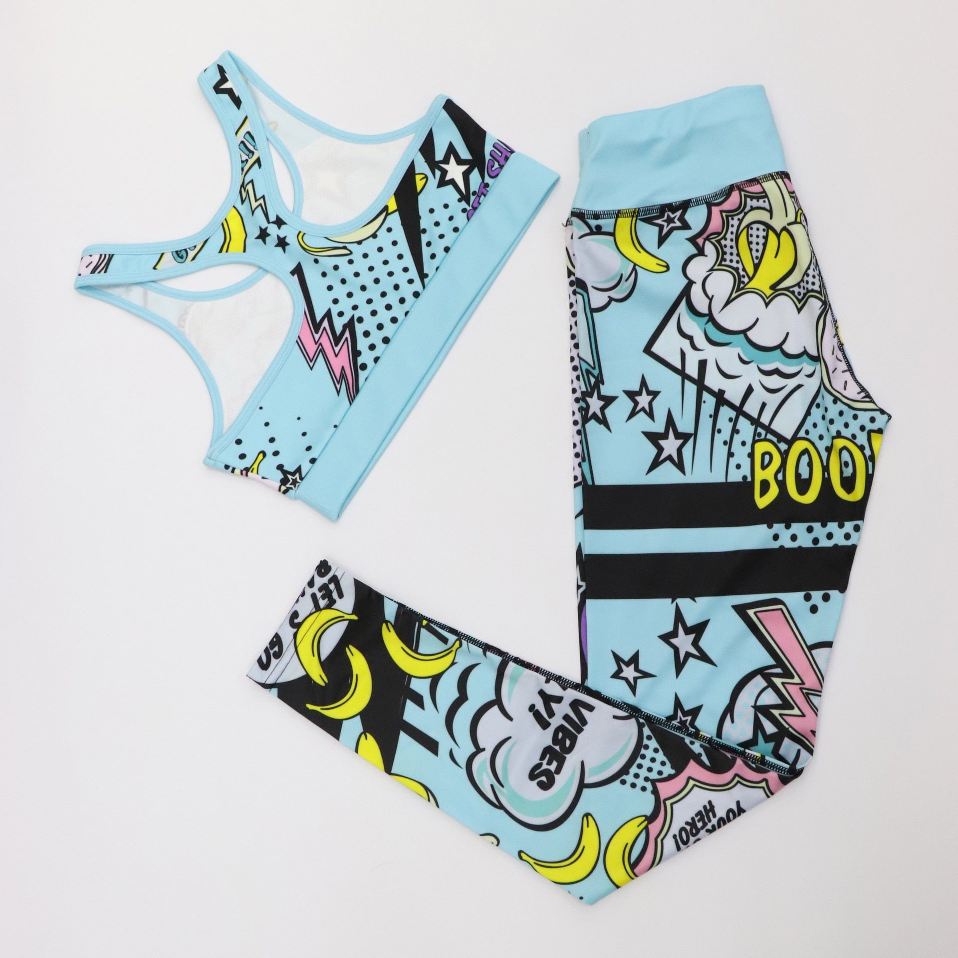 Print Cartoon banana Boom Running Yoga Suits Sportswear High Waist - taylorkinfo