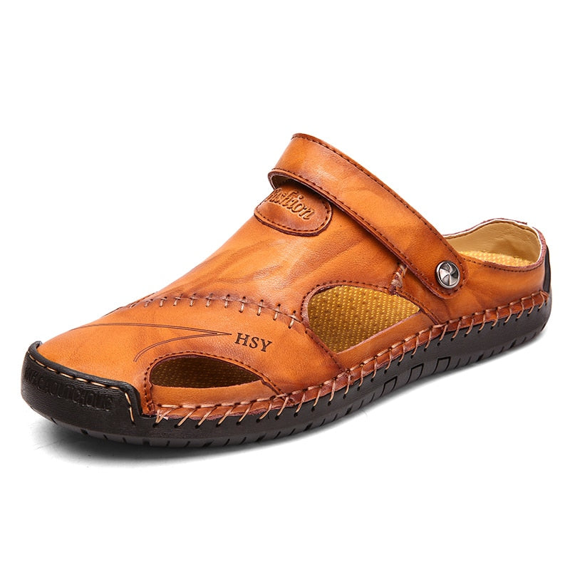 Unisex Sandals Summer Genuine Leather Male Beach Sandals Soft Comfortable - taylorkinfo