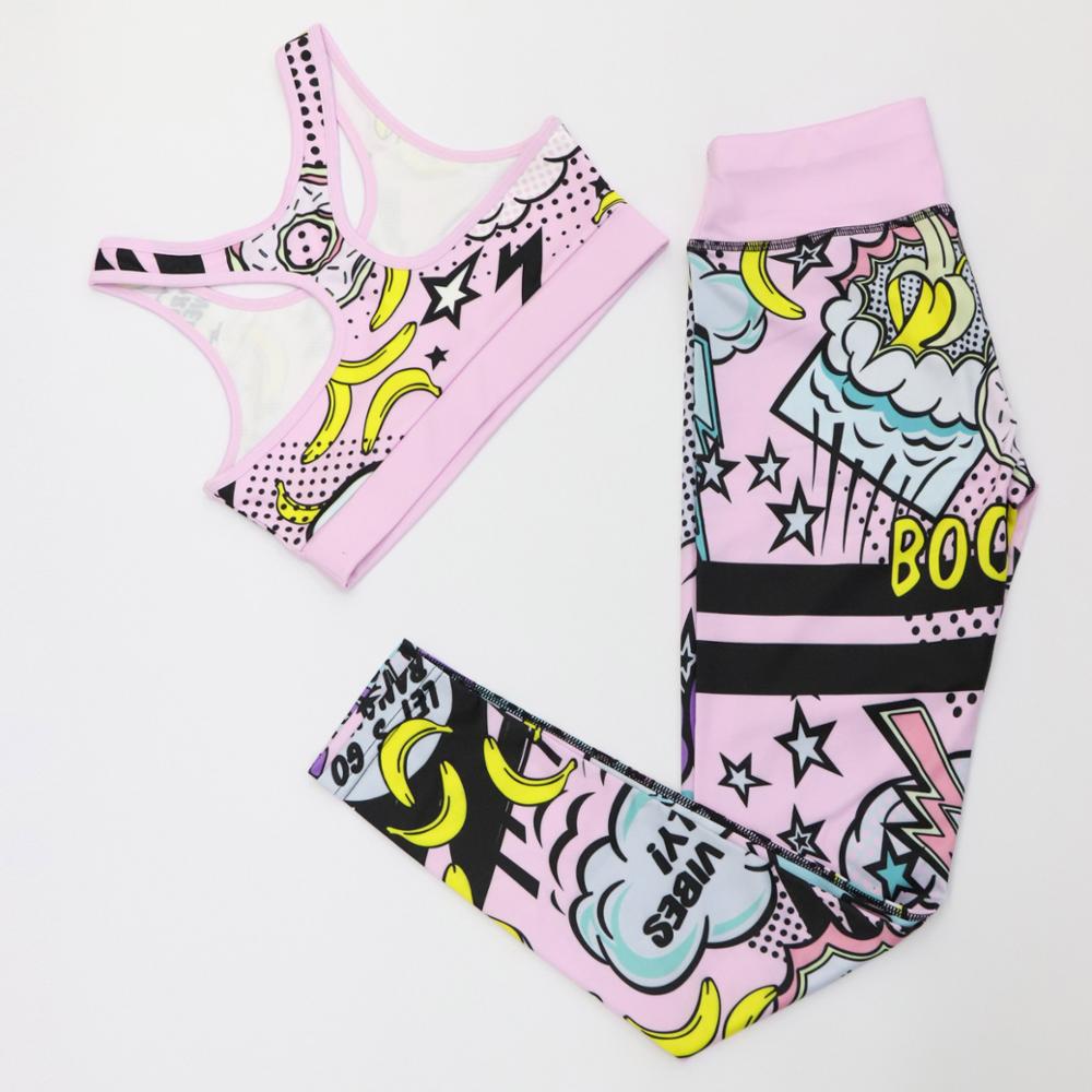 Print Cartoon banana Boom Running Yoga Suits Sportswear High Waist - taylorkinfo