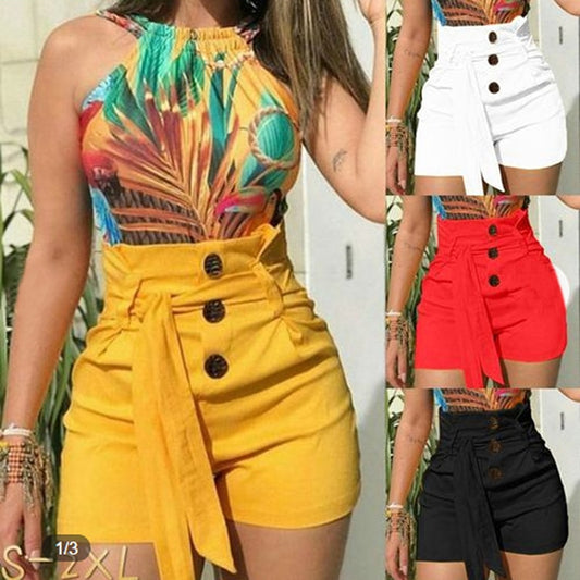 High Waist Casual Solid Beach Belt Hot Skinny Shorts - taylorkinfo