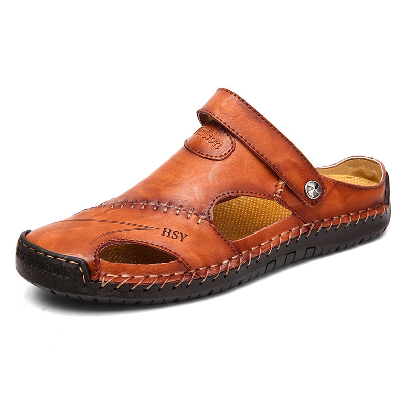 Unisex Sandals Summer Genuine Leather Male Beach Sandals Soft Comfortable - taylorkinfo