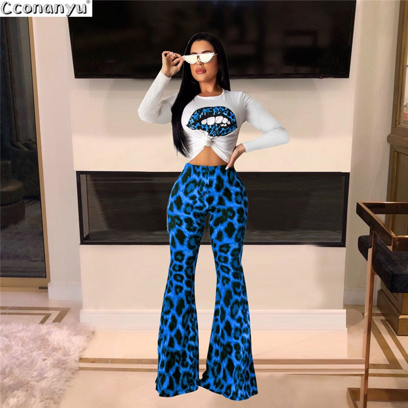 Best Seller New Fashion Casual Print Leopard suits autumn 2 piece sets - taylorkinfo