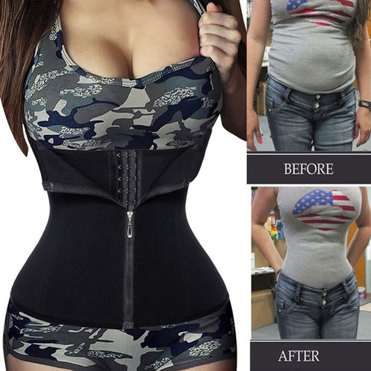 Abdominal Belt High Compression Zipper Neoprene Waist Trainer - taylorkinfo