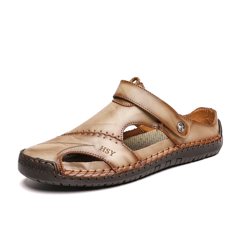 Unisex Sandals Summer Genuine Leather Male Beach Sandals Soft Comfortable - taylorkinfo