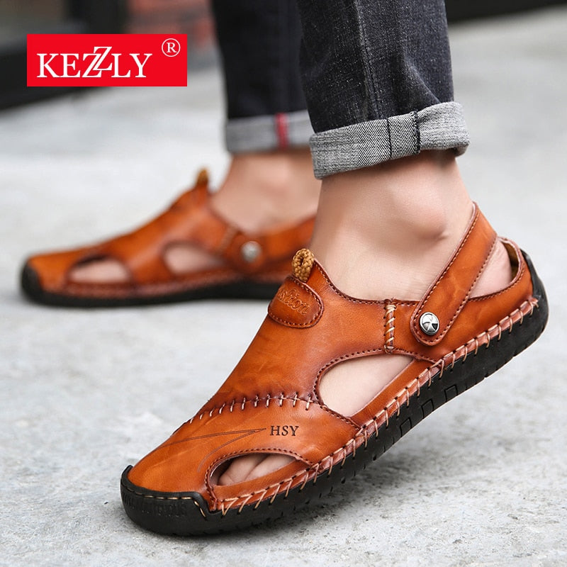 Unisex Sandals Summer Genuine Leather Male Beach Sandals Soft Comfortable - taylorkinfo