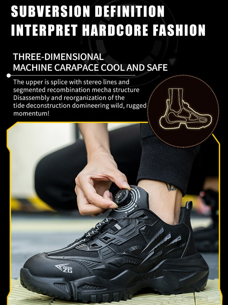 High-quality Safety Shoes Men Steel Wire Rotary Buckle Work Sneakers Indestructible Shoes Anti-smash Anti-puncture Work Shoes