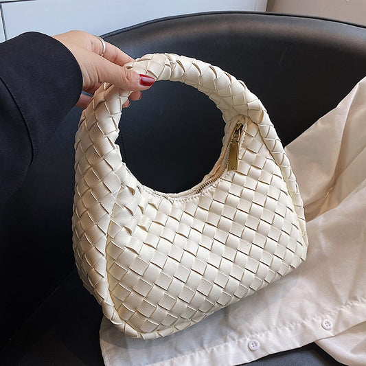 Luxury Brand Small PU Leather Woven Tote Bags Women&#39;s Shoulder Bag High Quality Fashion Simple 2023 Summer Designer Handbags Sac