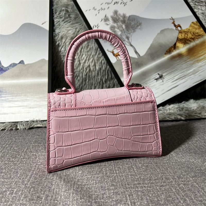 Luxury Designer Bag . Handbag Genuine Leather Mini Shoulder Bag Fashion Hourglass Bag Crocodile Pattern Crossbody Bag