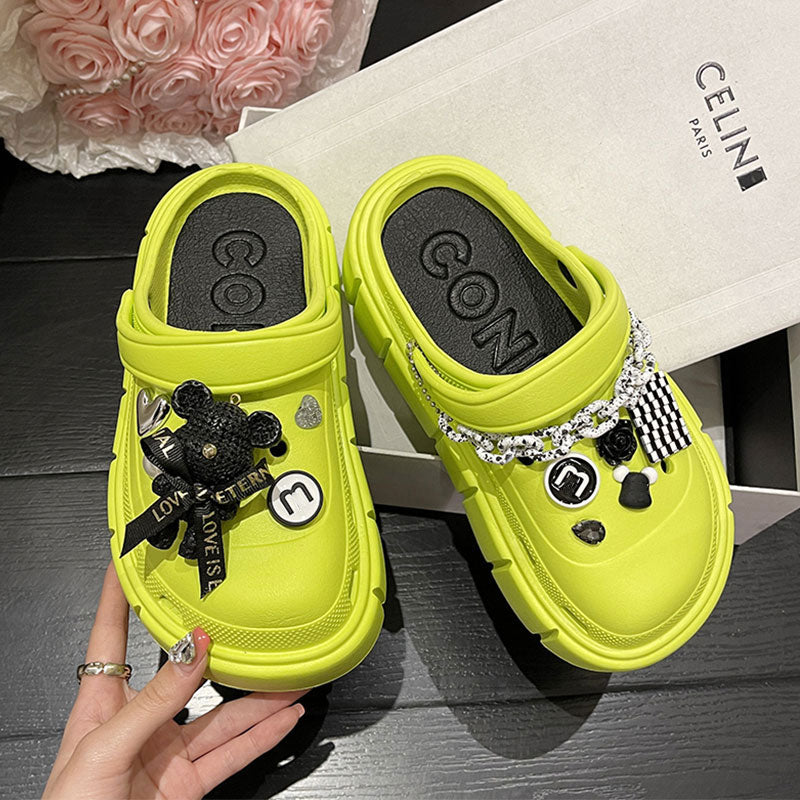 Mo Dou 2023 Summer New Thich Sole Sandals for Women Fashion Charms Clogs High Quality Beach Shoes Girl&#39;s Footwear EVA Slippers