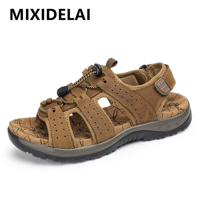 Outdoor Summer Sandals Men Shoes New Genuine Leather Comfortable Beach Sandal Male Sandalias Hiking Chaussure High Quality Shoes