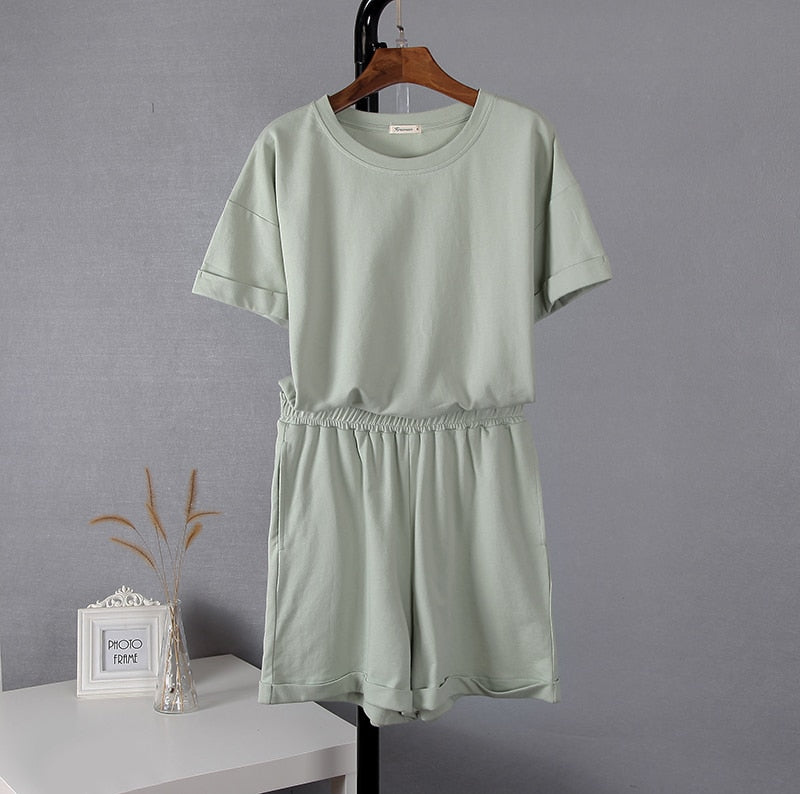 Summer Cotton Sets Women Casual Two Pieces Short Sleeve - taylorkinfo