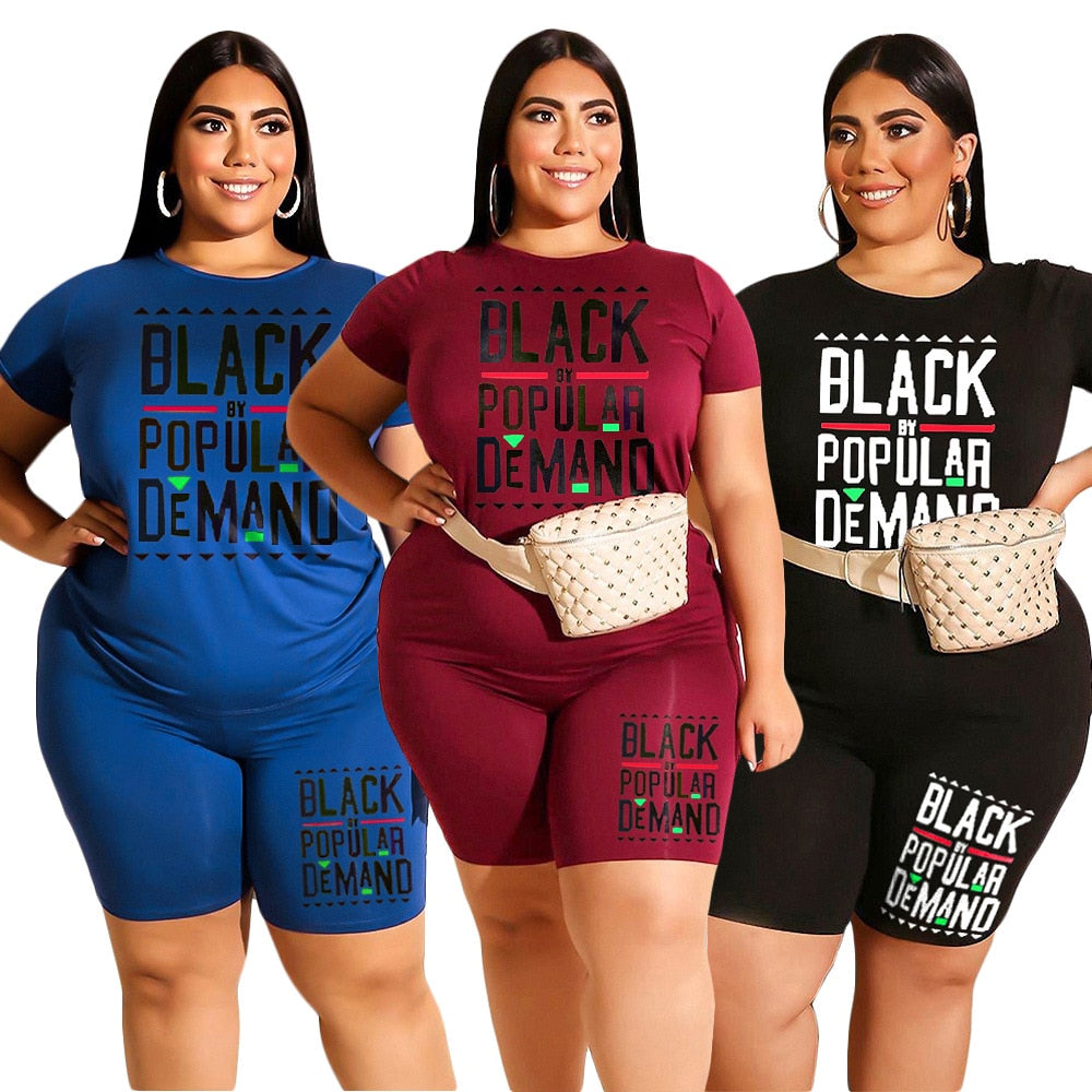 Plus Size Two Piece T Shirt and Short Matching Set - taylorkinfo