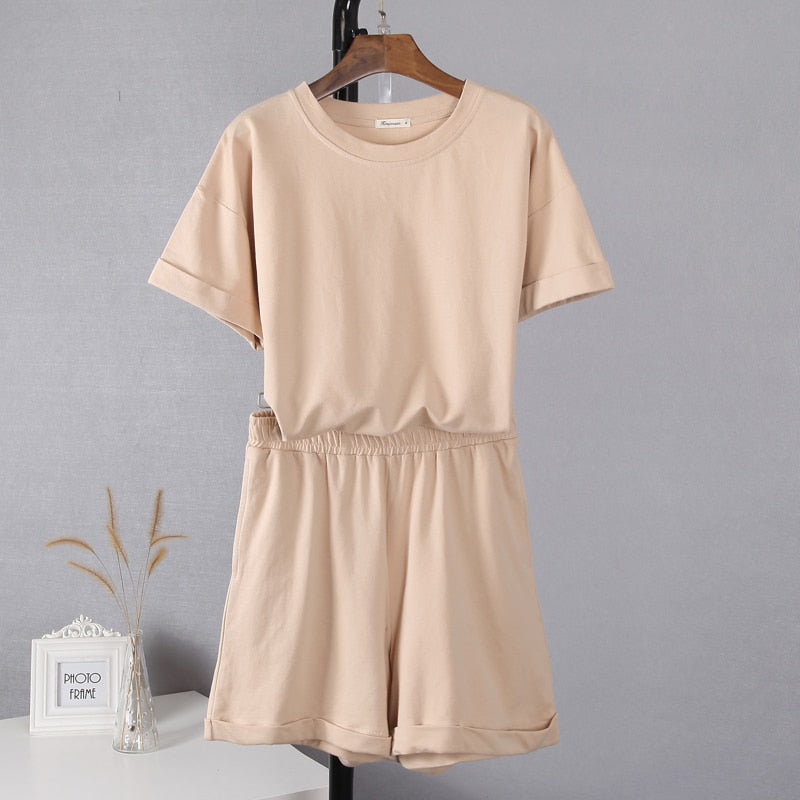 Summer Cotton Sets Women Casual Two Pieces Short Sleeve - taylorkinfo