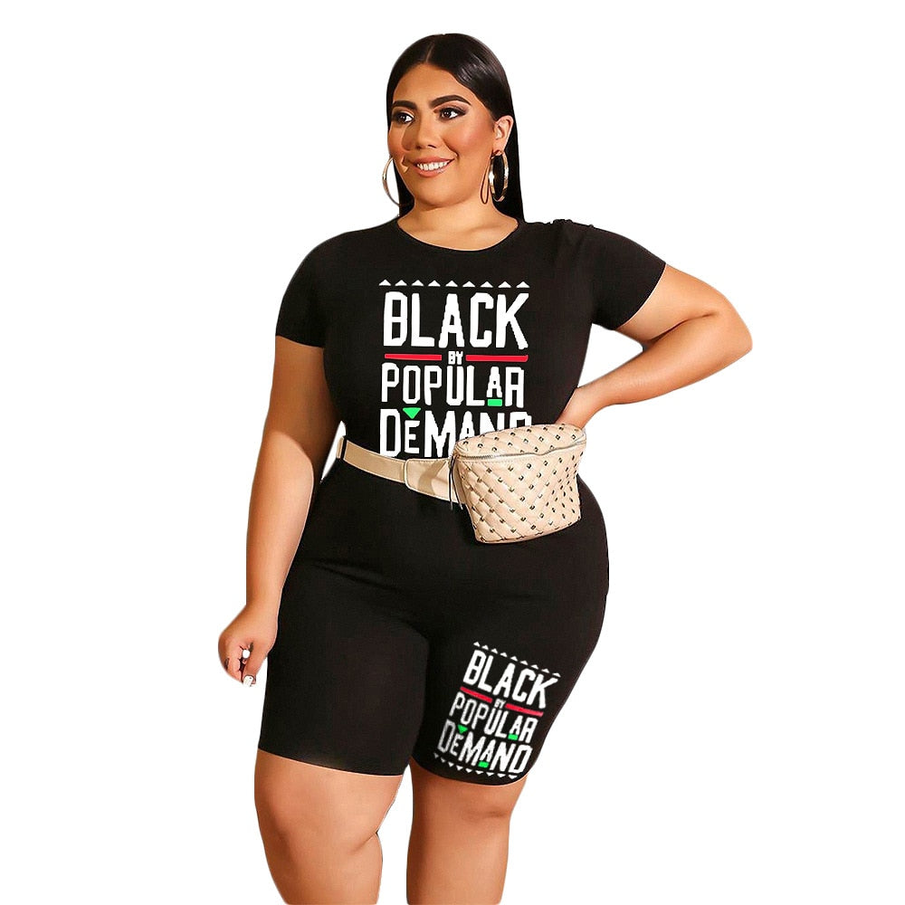 Plus Size Two Piece T Shirt and Short Matching Set - taylorkinfo