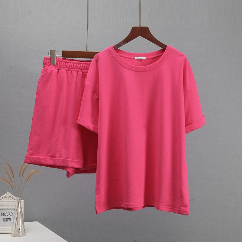 Summer Cotton Sets Women Casual Two Pieces Short Sleeve - taylorkinfo