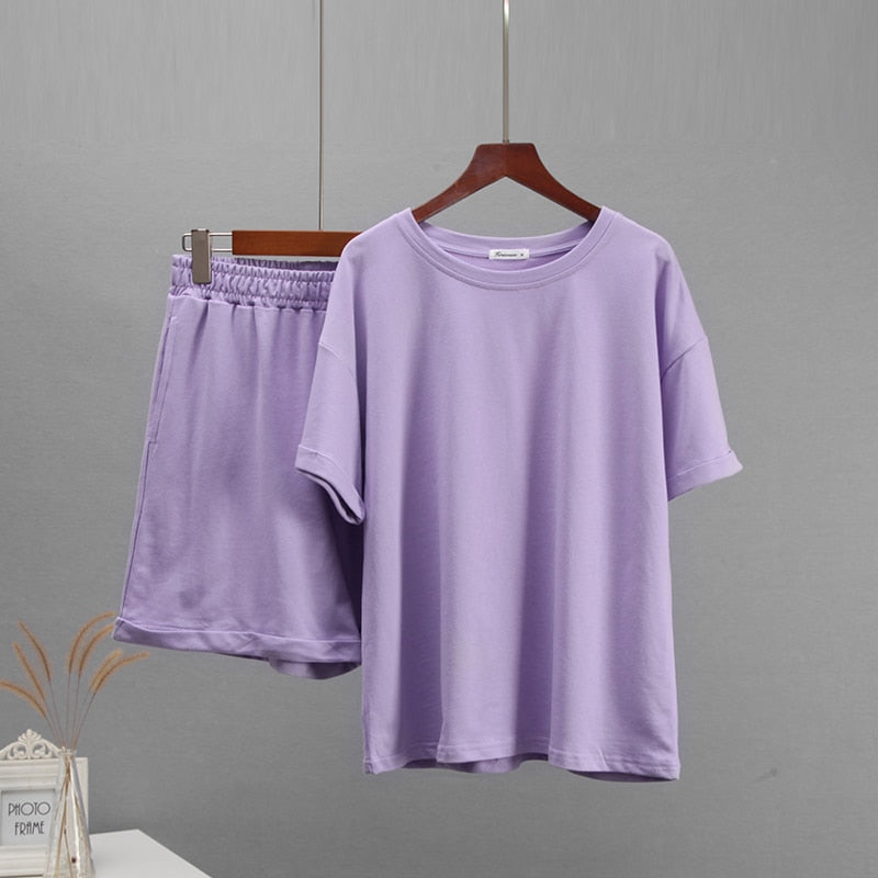 Summer Cotton Sets Women Casual Two Pieces Short Sleeve - taylorkinfo