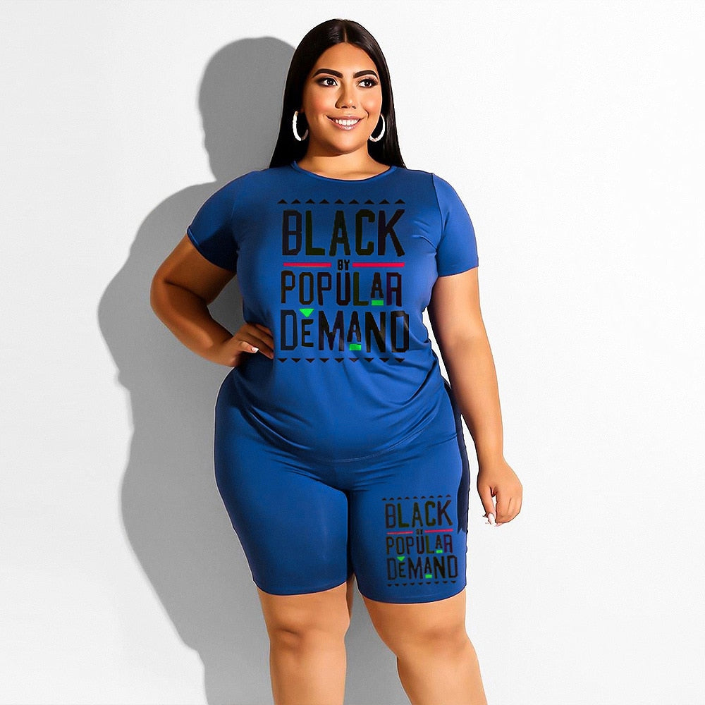 Plus Size Two Piece T Shirt and Short Matching Set - taylorkinfo