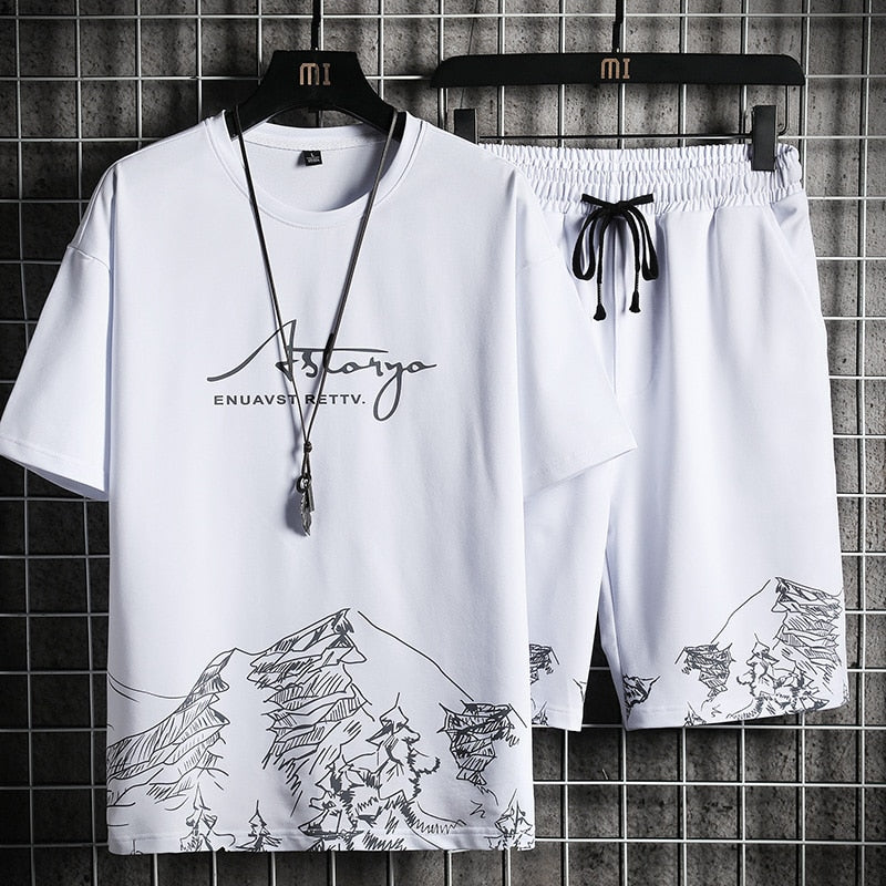 Shorts Set  Summer Fashion Fitness Suit Fashion Print T-Shirt - taylorkinfo