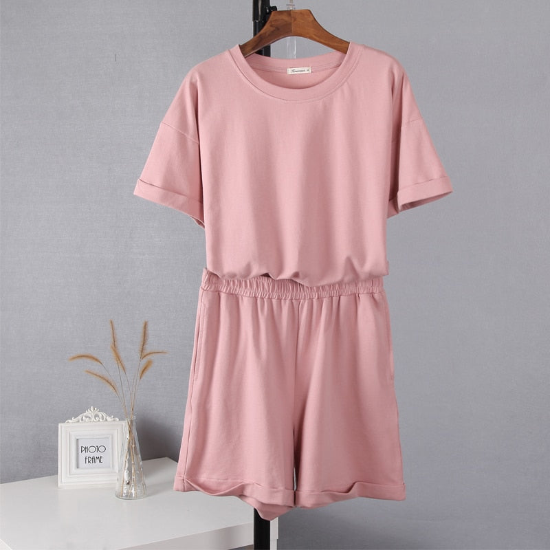 Summer Cotton Sets Women Casual Two Pieces Short Sleeve - taylorkinfo