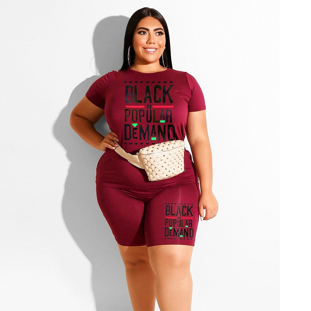 Plus Size Two Piece T Shirt and Short Matching Set - taylorkinfo