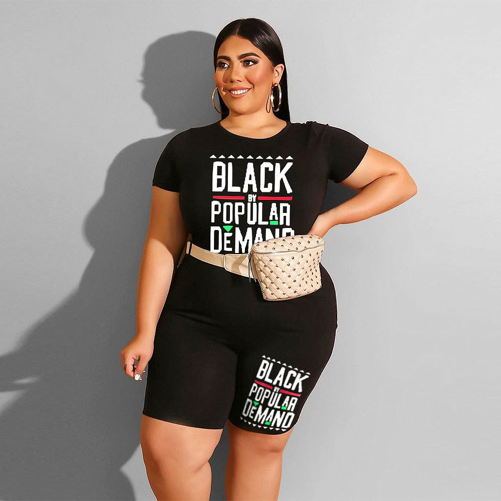 Plus Size Two Piece T Shirt and Short Matching Set - taylorkinfo