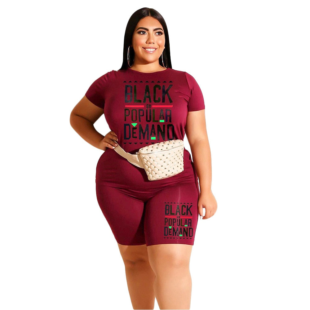 Plus Size Two Piece T Shirt and Short Matching Set - taylorkinfo